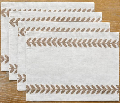 Wracra Embroidered Place Mats, Taupe Rustic Placemats Set of 4 | Macrame - Image 7