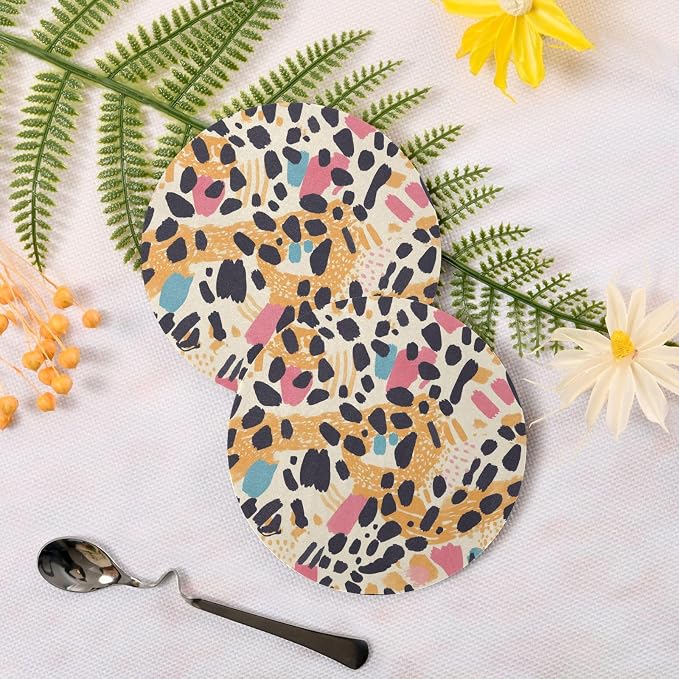 Abstract Leopard Cheetah Skin Shapes Coasters - Image 3