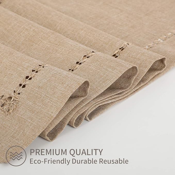 Tosewever Decorative Hemstitch Linen Table Runner Farmhouse Style Tabletop - Image 5
