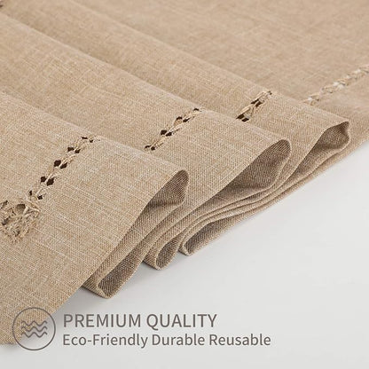 Tosewever Decorative Hemstitch Linen Table Runner Farmhouse Style Tabletop - Image 5