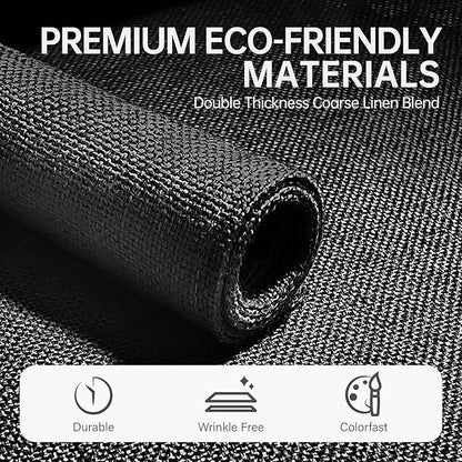 Blue Forest Placemats Set of 8, Dual-Layered Thickened Faux Linen Table Mats Heat Resistant Machine Washable Wrinkle Free Place Mats for Kitchen Dining Outdoor/Indoor (Black)