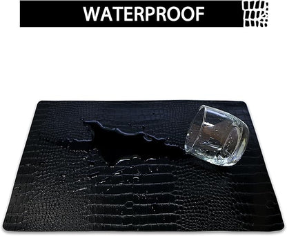 Set of 6 Faux Leather Placemats, PU Table Mats, Waterproof, Stain Resistant, Heat Resistant, Easy to Clean for Kitchen Dining Table,Conference Table