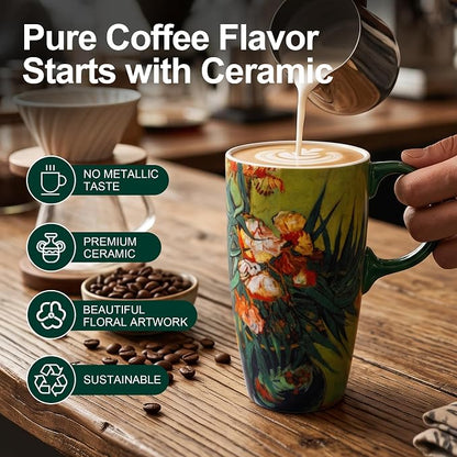 Topadorn 17oz Van Gogh Oleanders Ceramic Coffee Mug - Image 4