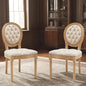 SoarFlash French Dining Chairs Set of 2, Vantage Dining Chair with Round Back, Wood Leg Farmhouse Country Velvet Dining Chair for Kitchen,Bedroom,Beige