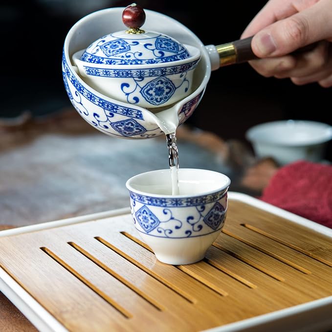 LURRIER Porcelain Chinese Gongfu Tea Set, Portable Teapot Set - Image 5