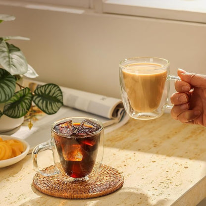 Sweese 5oz Double Wall Glass Espresso Cups Set of 2, Espresso Shot Cups Perfect - Image 6