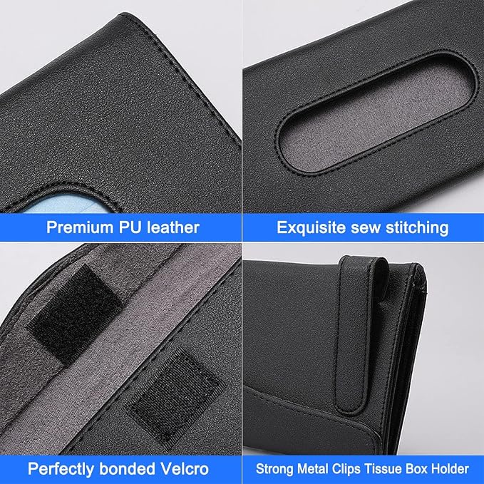 4Pack Car Tissue Holder, Sun Visor Napkin Holder, Premium PU Leather, Car Mask - Image 5