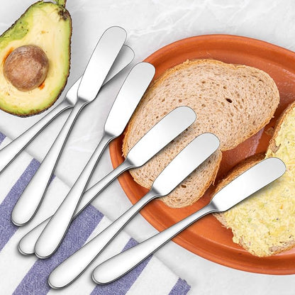 E-far Butter Spreader Knife Set of 6, 7-Inch Stainless Steel Cheese Dessert - Image 6