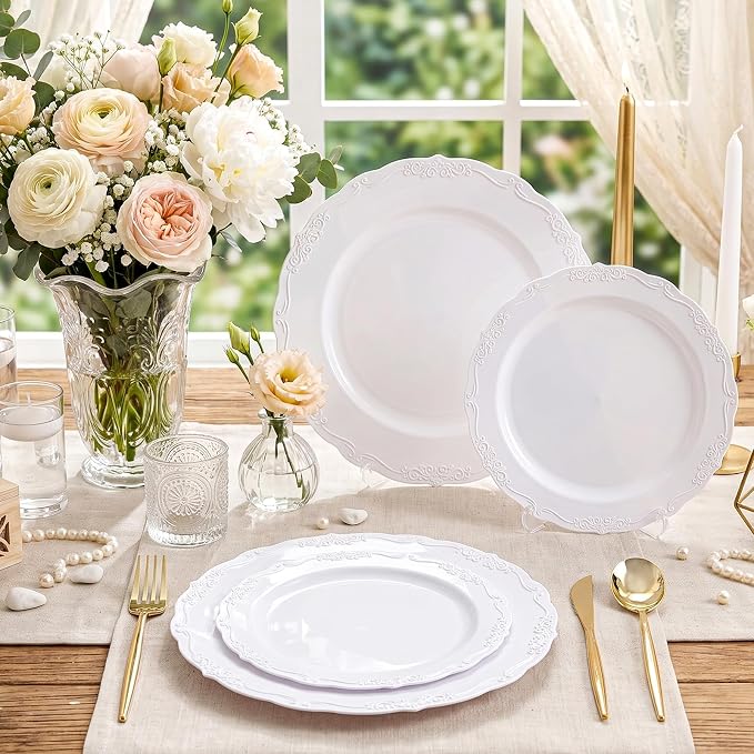 U-QE 100 Pcs White Plastic Plates - Image 7