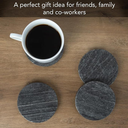 Thirstystone Natural Black Marble Round Coasters, 4 Pack | 4" Diameter - Image 5