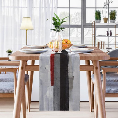 Emvency Table Runner, 13x90 Inch, Modern Art Painting | Black Red Dining Decor - Image 7