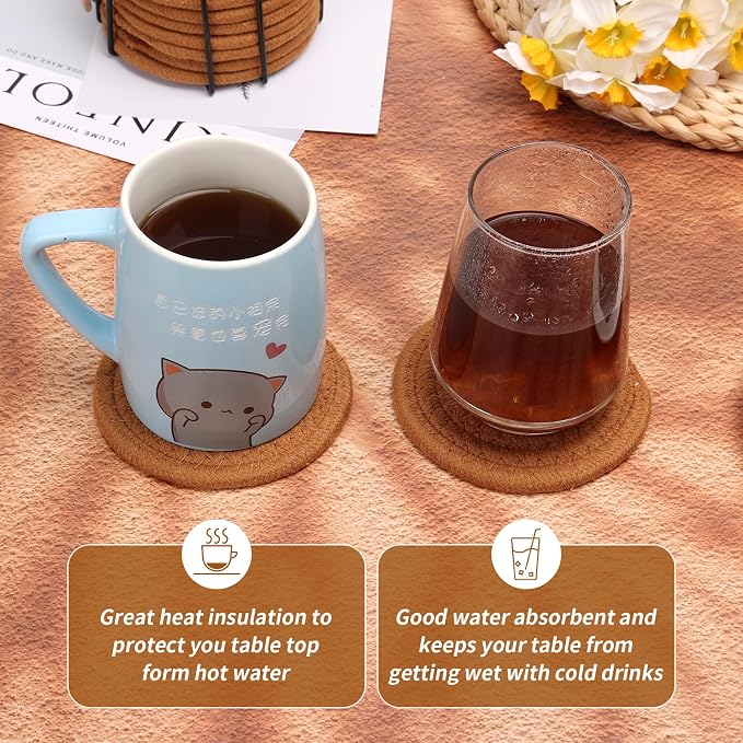 10 Pack Drink Coasters with Holder, Absorbent Coasters - Image 6