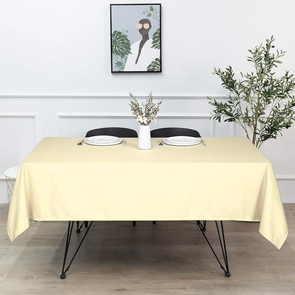 sancua Rectangle Tablecloth - 90 x 156 Inch - Water Resistant Spill Proof Washable Polyester Table Cloth, Decorative Fabric Table Cover for Dining Tables, Buffet Parties and Camping, Beige