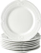 Neaylfe Embossed Salad Plates, 7.8 Inch White Ceramic Plates, The Dessert, Salad, Appetizer, Small Lunch, etc Plate, Restaurant Kitchen Dish, Microwave, Oven, and Dishwasher Safe - Set of 8