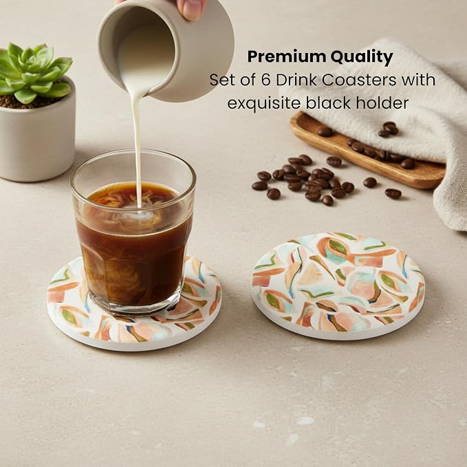 Ceramic Marble Coasters Set of 6, Absorbent Drink Coasters - Image 6