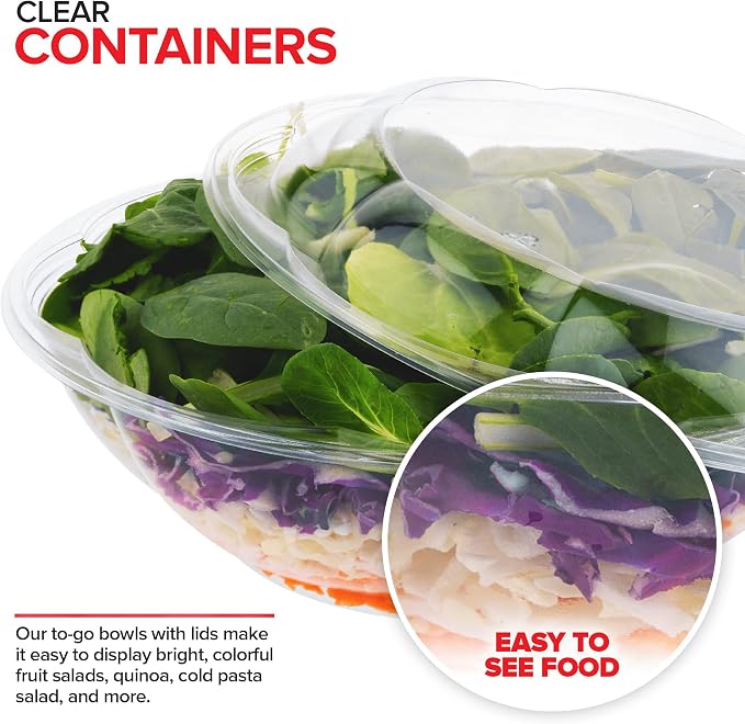 64oz Clear Plastic Salad Bowls - Image 5