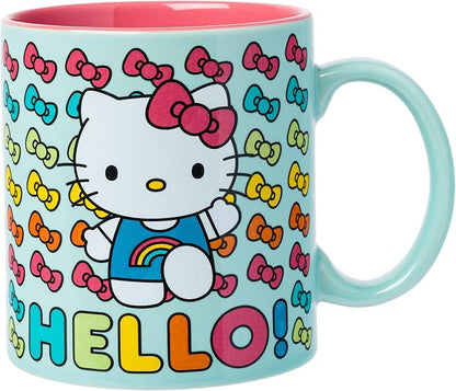 Silver Buffalo Sanrio Hello Kitty Rainbow Bows, Ceramic Mug, 20oz | 0.59 Liters by SilverBuffalo