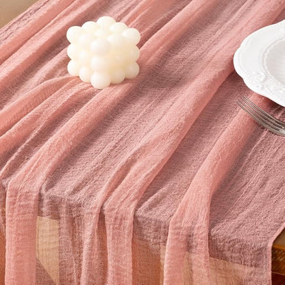 Cheesecloth Table Runner Summer Boho Wedding Shower Party Home Decor | Rose - Image 4