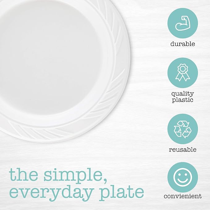 100 Count Disposable 6 Inch White Plastic Dessert Plates - Image 3