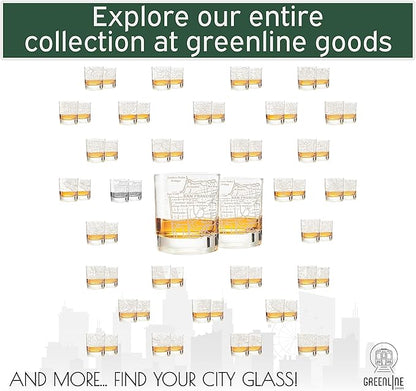 Greenline Goods Whiskey Glasses - 10 Oz Tumbler Gift Set for San Francisco lovers, Etched with San Francisco Map | Old Fashioned Rocks Glass - Set of 2