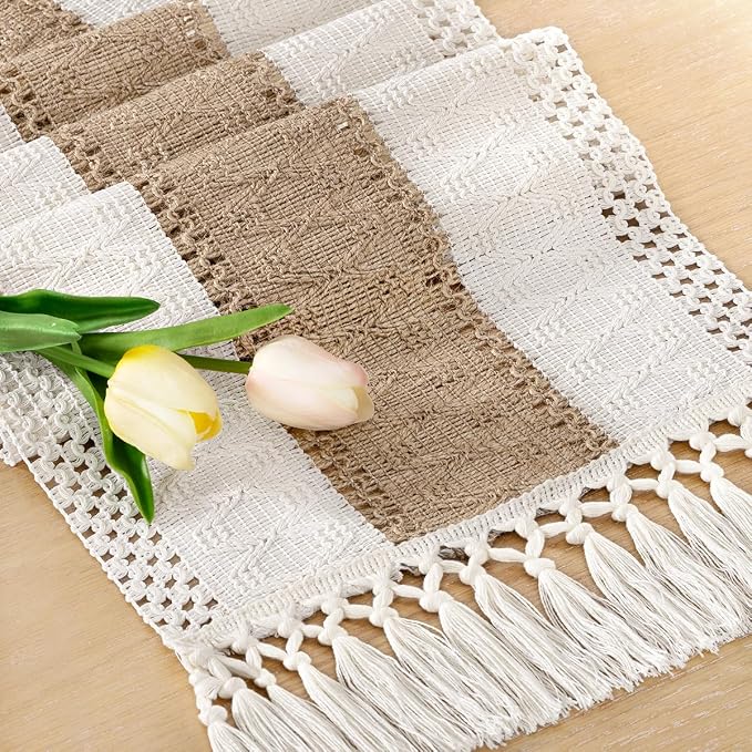 Boho Table Runner Summer Farmhouse Rustic Dining Dresser Scarf Home Decor | by Socomi