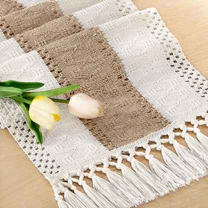 Boho Table Runner Summer Farmhouse Rustic Dining Dresser Scarf Home Decor | by Socomi