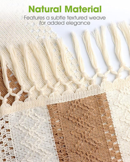 Pureegg Boho Table Runner 12 x 72 Inch, Woven Tassel Design | Dining Table - Image 5