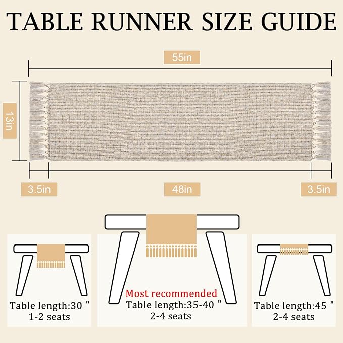 Woven Table Runner 48 Inch, Boho Farmhouse Dresser Runner - Image 7