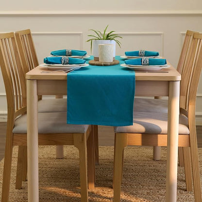 Encasa XO Table Runner, Cotton Canvas Dining Runner 13"x72" | Azul Blue - Image 4