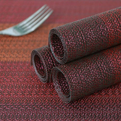 HeloHo Halloween Christmas Red Placemats Set of 6 Kitchen Table Mats Christmas Placemats Washable Crossweave Woven Vinyl Placemat for Dining Table