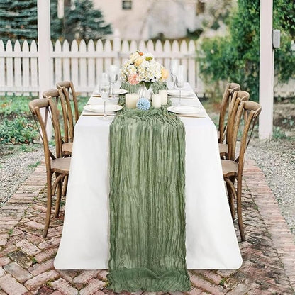 3Pack Sage Green Cheesecloth Table Runner 17x108inch Sheer Table Runners | Sage - Image 7