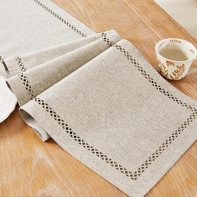 Rustic Burlap Table Runner, Coffee Table Runners 90 inches Long | Double Layer by Aoztio