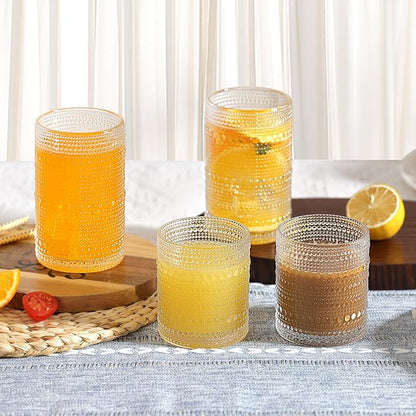 Moretoes Vintage Hobnail Drinking Glasses Set of 12 | 15 Oz Highball Glasses & - Image 7