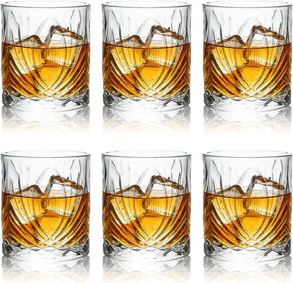 11 OZ Premium Whiskey Glasses (6-Piece) - Old Fashioned Glassware, Exquisite Craftsmanship for Scotch, Bourbon, Rum & Cocktails, Ideal for Self-Use or Gift for Whiskey Enthusiasts