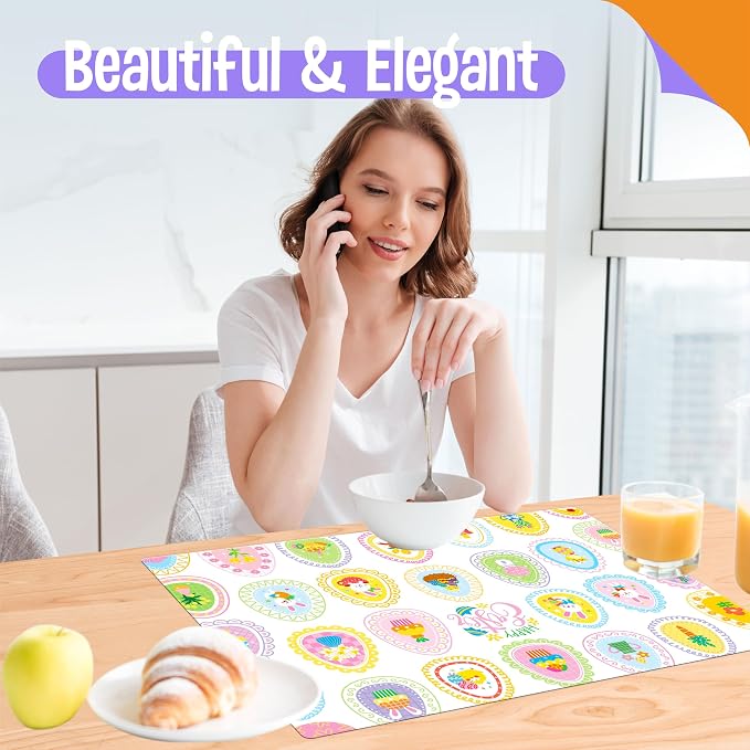 6 Pack Easter Placemats, Non-Slip Washable, Reusable Placemat - Image 6