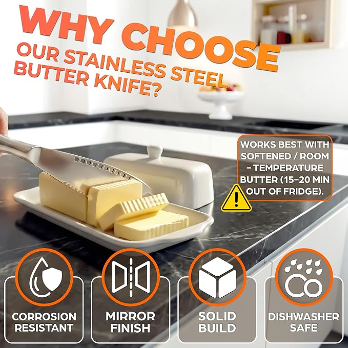 2 Pcs Butter Knife Spreader, 3 in 1, Stainless Steel | Butter Spreader Knife; - Image 7