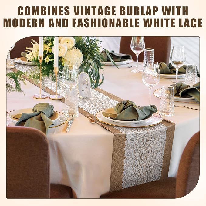 Tatuo 12 Pieces Burlap Table Runners - Image 5
