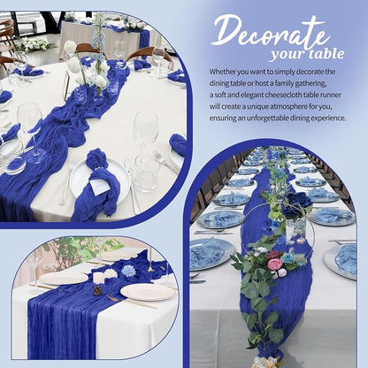 Pesonlook Cheesecloth Table Runner Royal Blue, 10 Pack 17.7x108 inch, Long | - Image 4