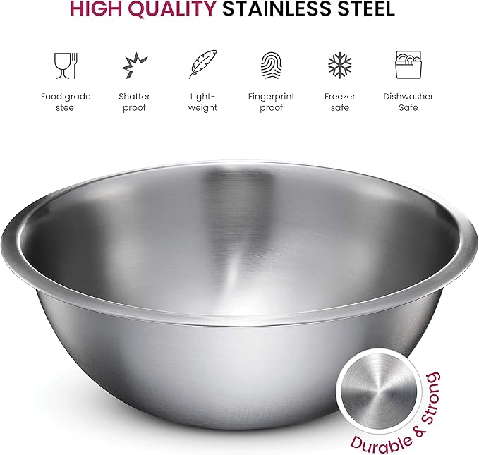 FineDine Stainless Steel Mixing Bowls Stainless Steel Mixing Bowl Set - Image 6