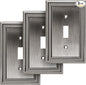 Henne Bery Sunken Pearls Heavy Duty Decorative Wall Plate Switch Plate Outlet Cover (Single Toggle, 3 Pack, Heirloom Silver)
