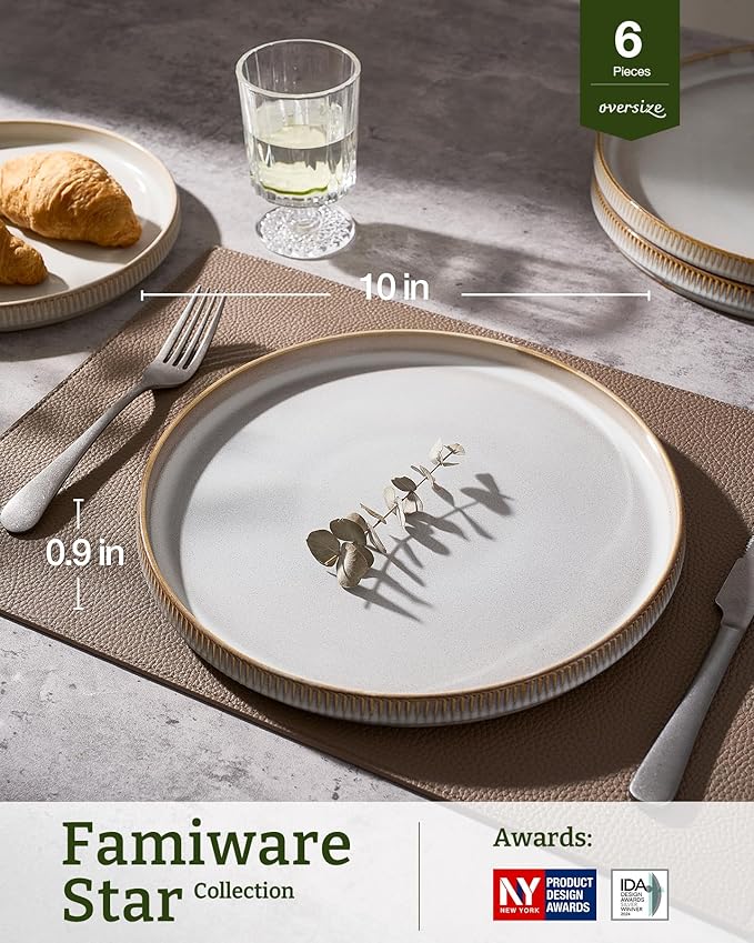 famiware Star Dinner Plates for 6, 10 inches Plate Set, Scratch Resistant - Image 3
