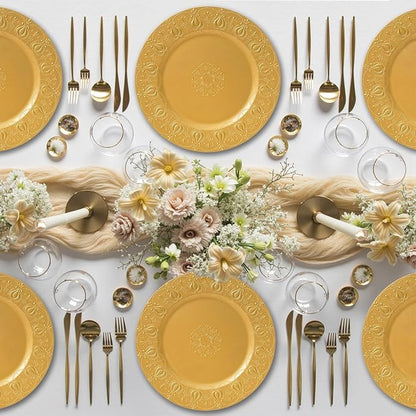 PROY 50 Pcs Gold Charger Plates Bulk, Premium Gold Round Chargers for Dinner Plates, Table Chargers for Table Setting, Wedding