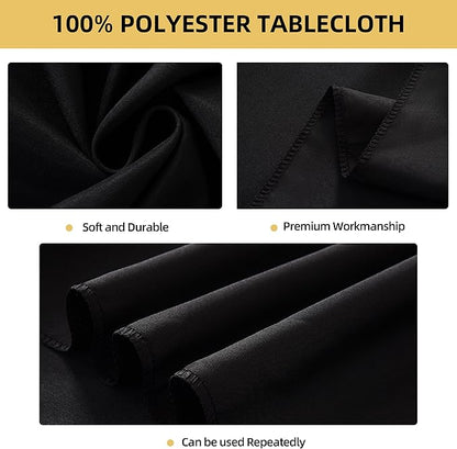 6-Pack 60x60 inch Black Table Cloths, Solid Stain and Wrinkle Resistant Tablecloth, Premium Plain Weave Polyester Fabric Rectangle Table Linen Covers for Hotel, Banquet