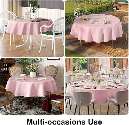 Smiry Rectangle Table Cloth, Waterproof Heavy Duty Vinyl Tablecloths, Wipeable Washable Table Cover for Kitchen, Dining Room & Valentines(Pink, 60" Round)