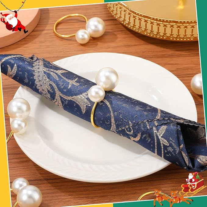 Sliner 36 Pcs Pearl Napkin Rings - Image 6