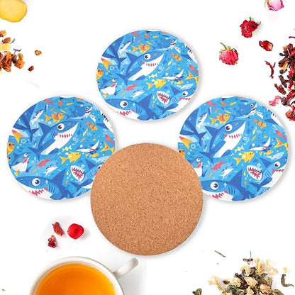 Ocean Shark Masco Absorbent Drink Coaster 4 Pcs Corkboard Placemats Kitchen Hot - Image 6