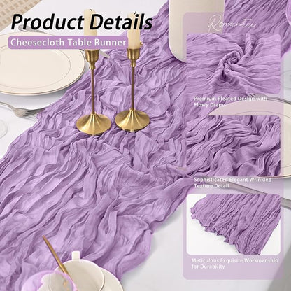 8 Pack Lavender Cheesecloth Table Runner 17x108 inch Boho Gauze Cheese Cloth - Image 4