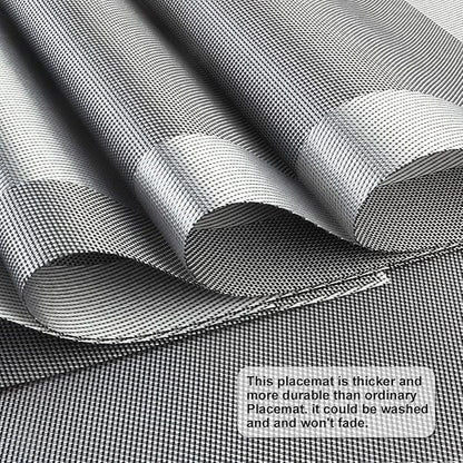 DACHUI Placemats Set of 4, Linen Look Woven Place Mats, Water Resistant, Heat Resistant, Washable, Durable Table Mats (Silver Grey)