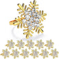 ZeeDix Christmas Gold Snowflake Napkin Rings Set of 12, Napkins Ring for Dinning Table - Rustic Dinner Tables Decoration for Wedding Receptions Christmas Thanksgiving Holiday Party Dinner Parties
