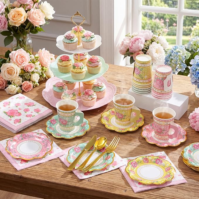 Layhit 83 Pcs Disposable Tea Party Set - Image 5